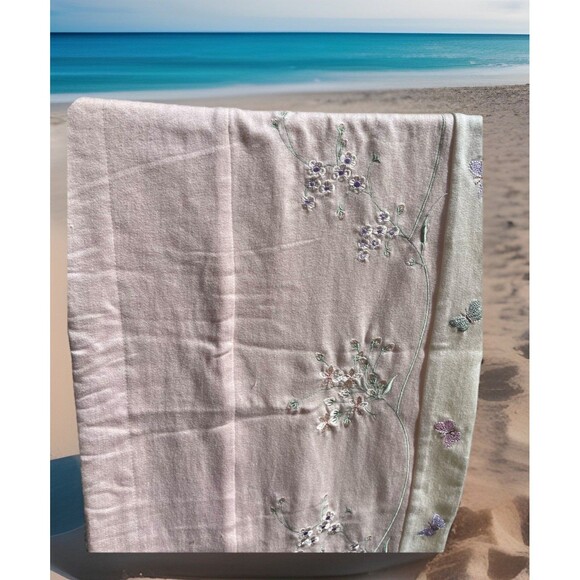 Kids Line Luxury Embroidered Valance Flowers Butterfly Pink Nursery Girls 60x15 - Picture 2 of 14